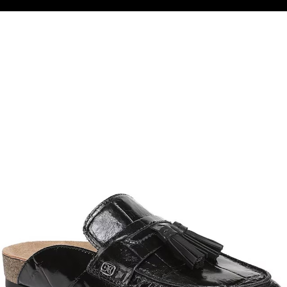 Sam Edelman Women’s Black Tassel Crocodile Leather Mules Loafers - Picture 9 of 13
